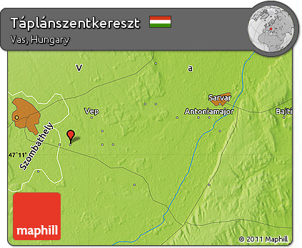 Physical Map of Táplánszentkereszt