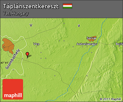 Physical Map of Táplánszentkereszt