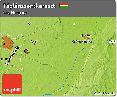 Physical Map of Táplánszentkereszt