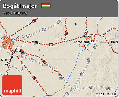 Shaded Relief Map of Bogátimajor