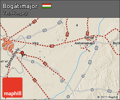 Shaded Relief Map of Bogátimajor