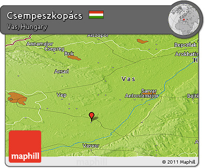Physical Panoramic Map of Csempeszkopács