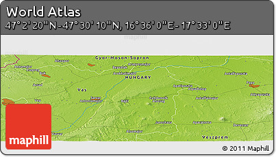Physical Panoramic Map of the Area around 47° 16' 15" N, 17° 4' 30" E