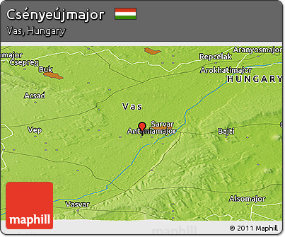 Physical Panoramic Map of Csényeújmajor
