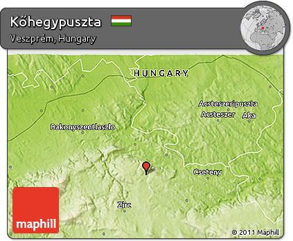 Physical 3D Map of Kőhegypuszta