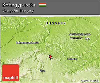 Physical 3D Map of Kőhegypuszta