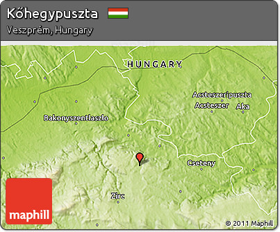 Physical 3D Map of Kőhegypuszta