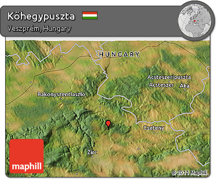 Satellite 3D Map of Kőhegypuszta