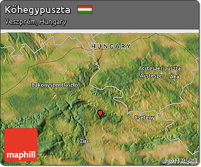 Satellite 3D Map of Kőhegypuszta