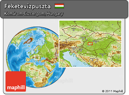 Physical Location Map of Feketevízpuszta