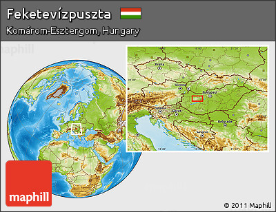 Physical Location Map of Feketevízpuszta