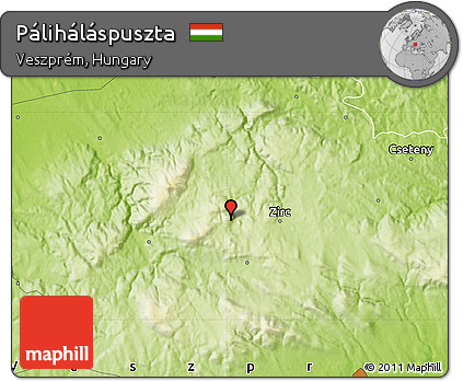 Physical Map of Páliháláspuszta