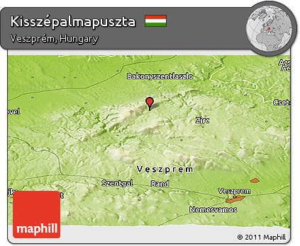 Physical Panoramic Map of Kisszépalmapuszta