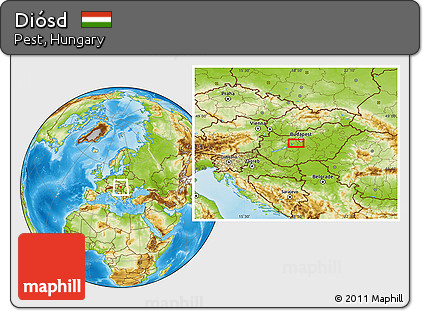 Physical Location Map of Diósd