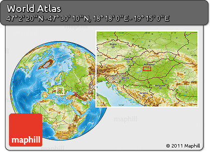 Physical Location Map of the Area around 47° 16' 15" N, 18° 46' 29" E