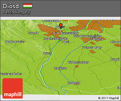 Physical Panoramic Map of Diósd