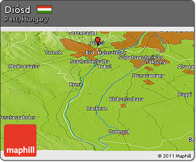Physical Panoramic Map of Diósd