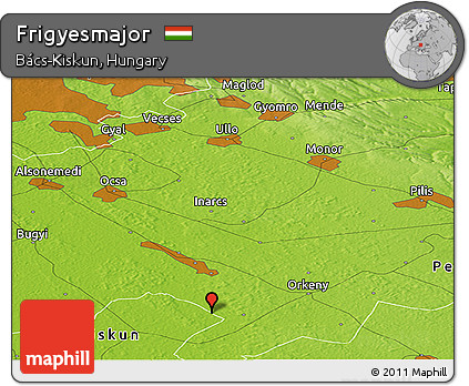 Physical Panoramic Map of Frigyesmajor