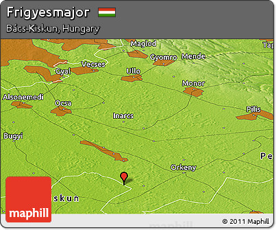 Physical Panoramic Map of Frigyesmajor