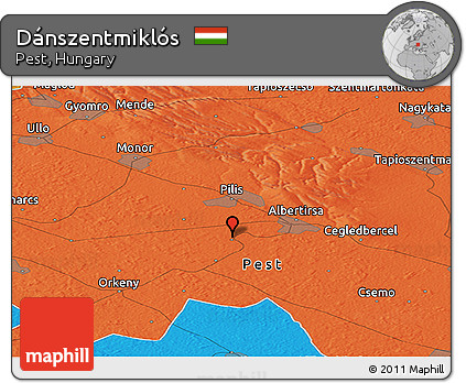 Political Panoramic Map of Dánszentmiklós