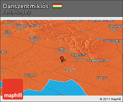 Political Panoramic Map of Dánszentmiklós