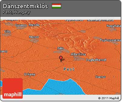 Political Panoramic Map of Dánszentmiklós