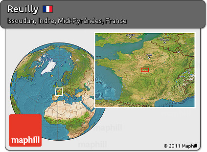 Satellite Location Map of Reuilly