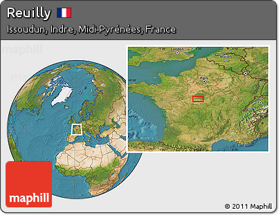 Satellite Location Map of Reuilly