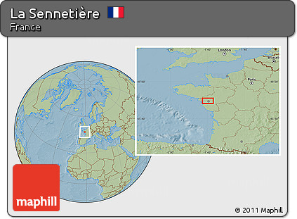 Savanna Style Location Map of La Sennetière, hill shading