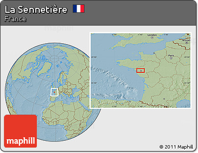 Savanna Style Location Map of La Sennetière, hill shading