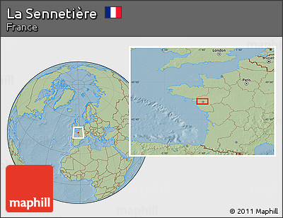 Savanna Style Location Map of La Sennetière, hill shading