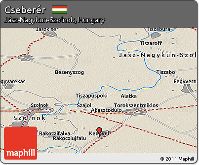Shaded Relief Panoramic Map of Cseberér