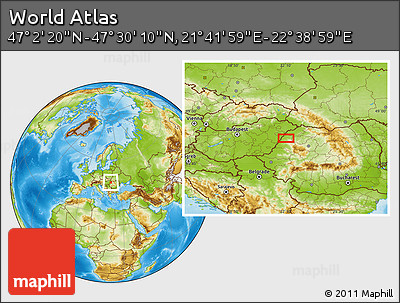 Physical Location Map of the Area around 47° 16' 15" N, 22° 10' 29" E