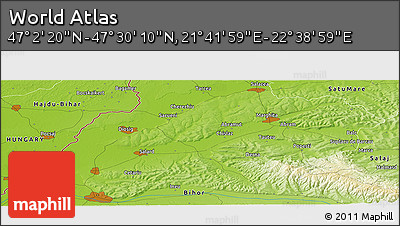 Physical Panoramic Map of the Area around 47° 16' 15" N, 22° 10' 29" E