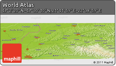 Physical Panoramic Map of the Area around 47° 16' 15" N, 22° 10' 29" E