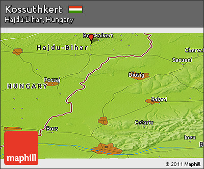 Physical Panoramic Map of Kossuthkert