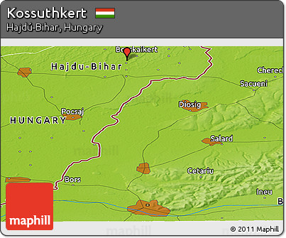Physical Panoramic Map of Kossuthkert