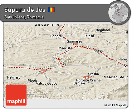 Shaded Relief Panoramic Map of Supuru De Jos