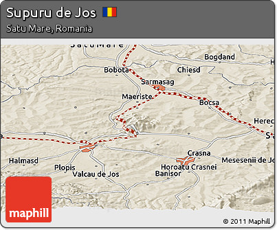 Shaded Relief Panoramic Map of Supuru De Jos