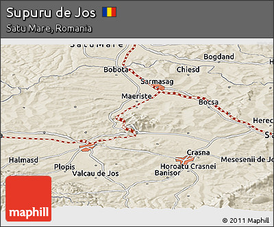 Shaded Relief Panoramic Map of Supuru De Jos