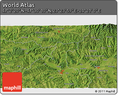 Satellite 3D Map of the Area around 47° 16' 15" N, 23° 52' 30" E