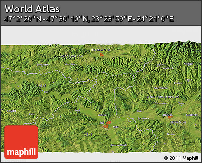 Satellite 3D Map of the Area around 47° 16' 15" N, 23° 52' 30" E
