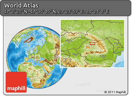 Physical Location Map of the Area around 47° 16' 15" N, 23° 52' 30" E