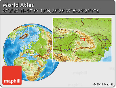 Physical Location Map of the Area around 47° 16' 15" N, 23° 52' 30" E
