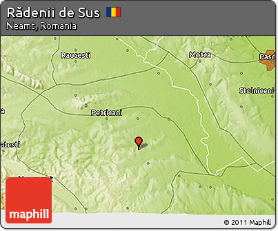 Physical 3D Map of Rădenii De Sus