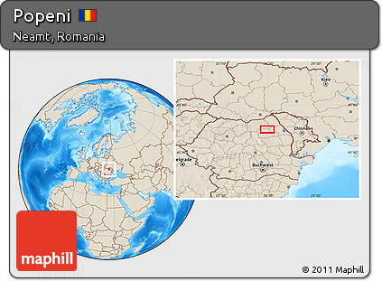 Shaded Relief Location Map of Popeni