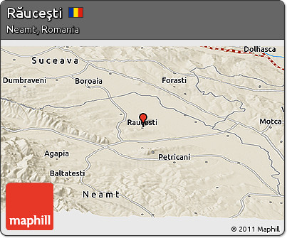Shaded Relief Panoramic Map of Răuceşti