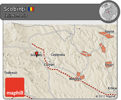 Shaded Relief 3D Map of Scobinţi