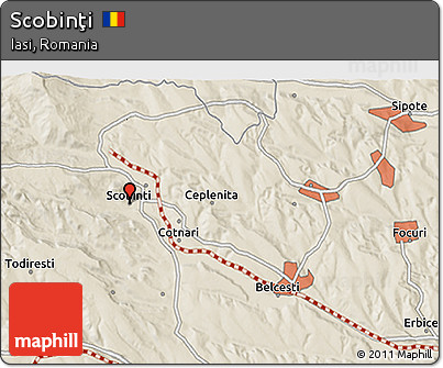 Shaded Relief 3D Map of Scobinţi