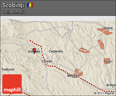 Shaded Relief 3D Map of Scobinţi